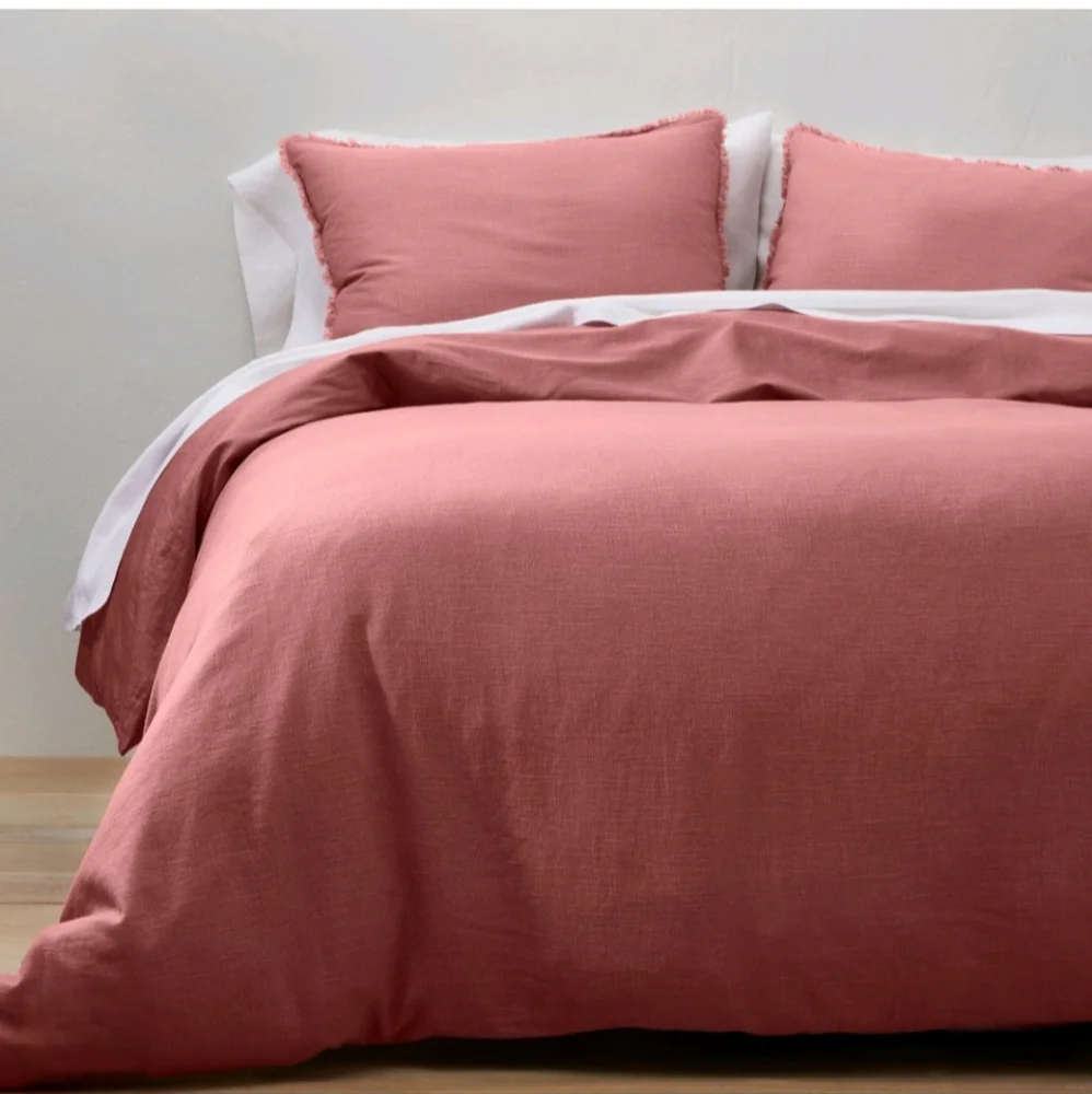 Casaluna King Heavyweight Linen Blend Duvet Cover & Sham Set Rose